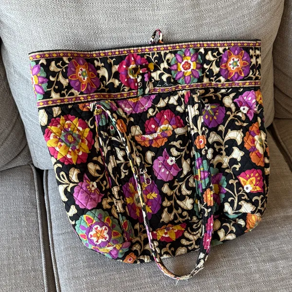 Vera Bradley Black and Pink Floral Tote - Image 7