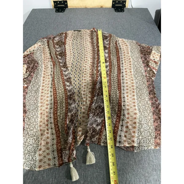 Massimo Dutti Women's Paisley Floral Short Sleeve Kimono Boho Whimsy Coastal M - Image 4
