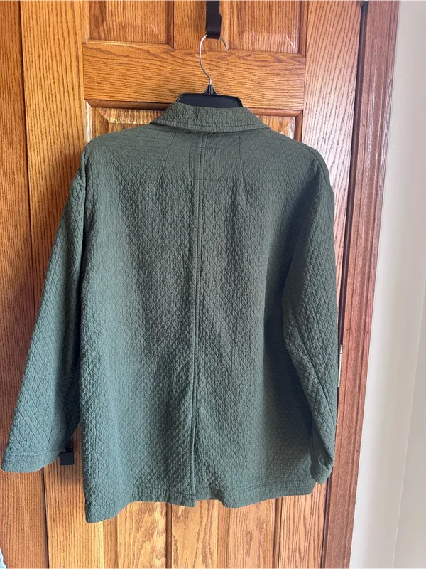 Madewell Diamond Jacquard Shaw Blazer Dark Forest Green Size Medium 100% cotton - Image 4