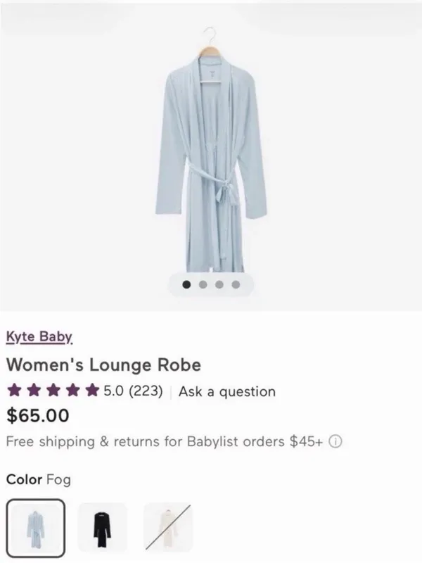 Kyte BABY Bamboo Women’s Robe M/L Fog Blue - Image 3