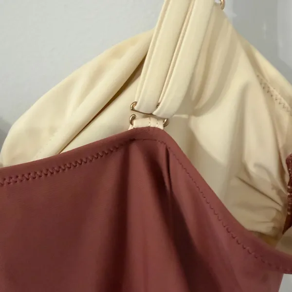 Stylish Cream and Brown Cutout Swimsuit - Image 9