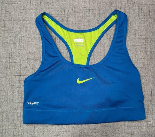 Nike Sports Bra Blue & Green Size Medium - Image 2