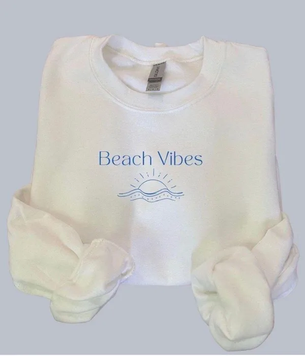 White Crewneck Beach Vibes - Image 2
