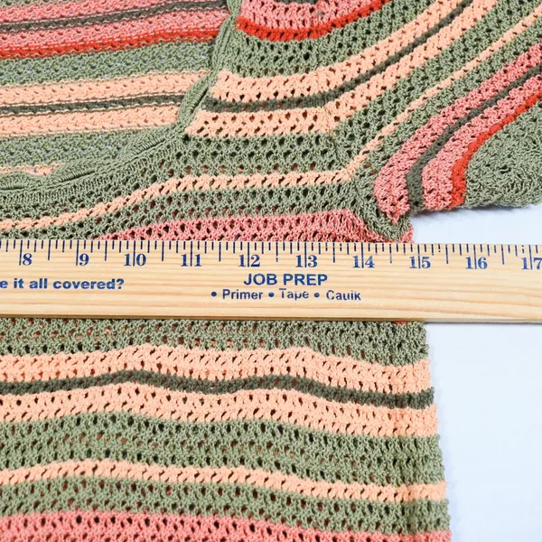 Polo Ralph Lauren Striped Pointelle Knit Sweater Tee Women S Crochet Multicolor - Image 7
