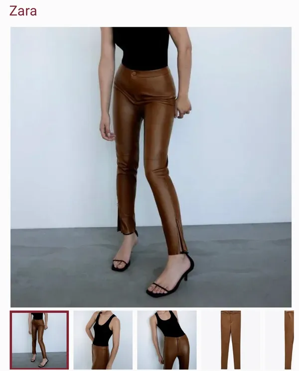 ZARA brown leather pants - Image 3