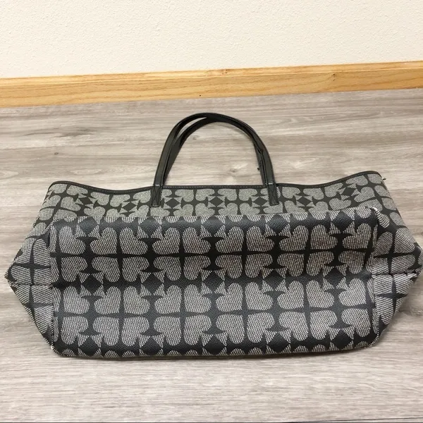 Kate Spade Black Gray Spade Print Extra Large Tote Bag - Image 4