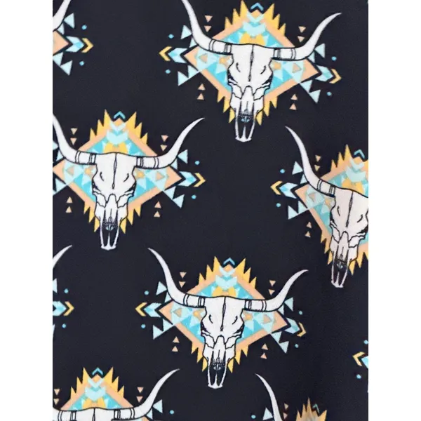 Ariat Poncho Sz L Black Steer Skull Geometric Fringe Western Festival Top‎ - Image 4
