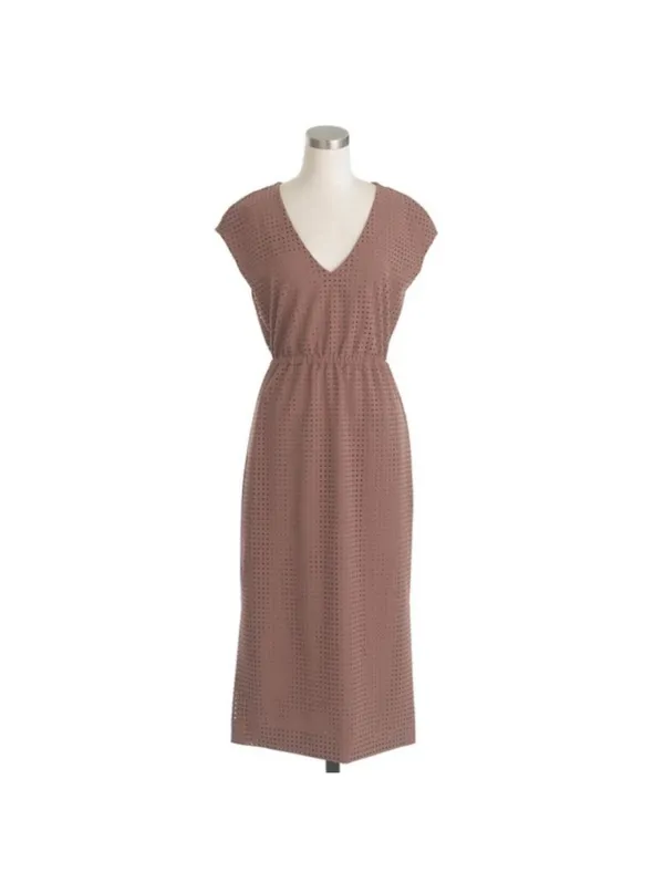 (RC) J. Crew Womens Mauve Brown Drapey Perforated Midi Dress Size 12 Style B9887 - Image 2