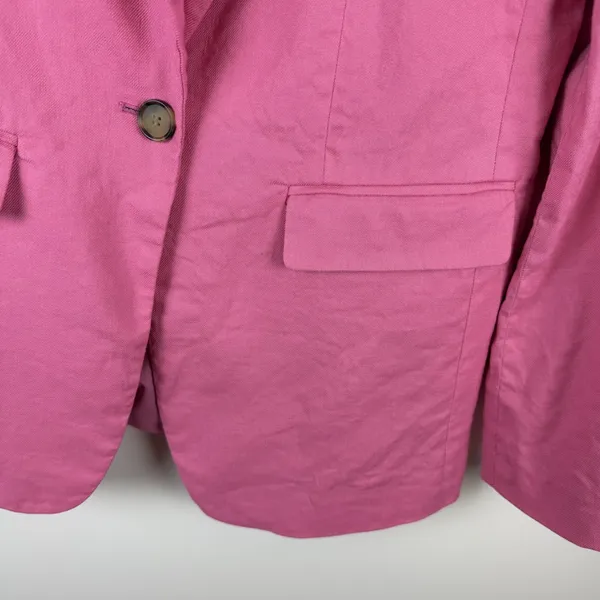 Ann Taylor Pink Linen Blend Single Button Blazer Jacket Size 2 Preppy Office - Image 2