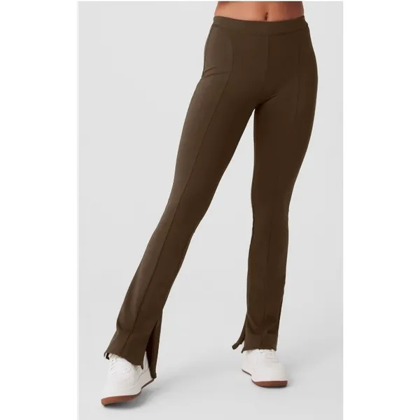 Alo High-Waist 7/8‎ Zip It Flare Legging Brown XXS - Image 6