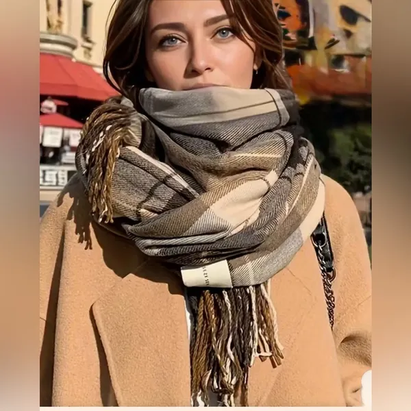 Brown Plaid Scarf - Image 2