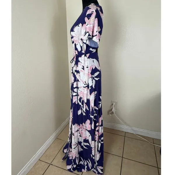 Lulus Azalea Regalia Navy Blue Floral Maxi Dress - Size S - Image 4