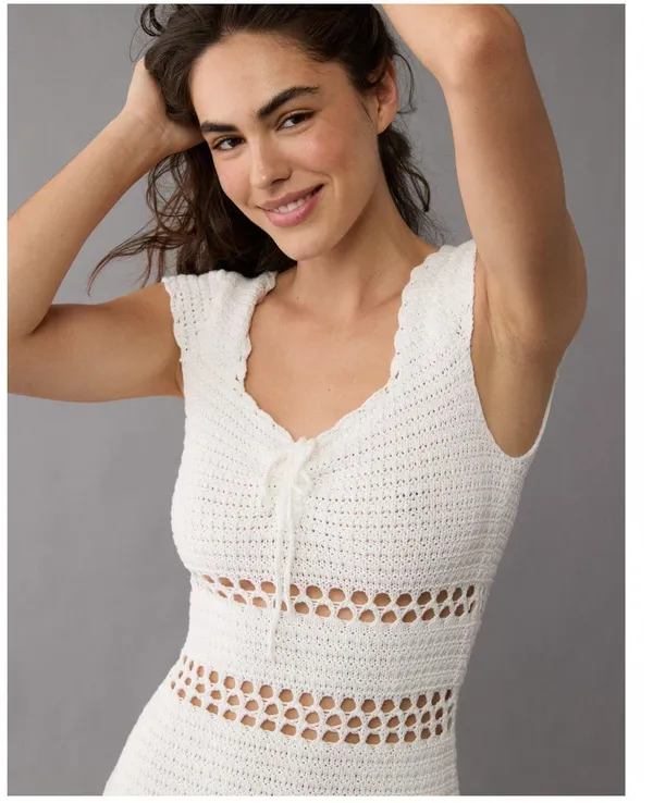 Outfitters Crochet White Mini Dress - Image 3