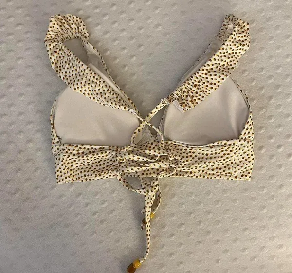 Aerie Cream and Brown Polka Dot Bikini Top - Image 3