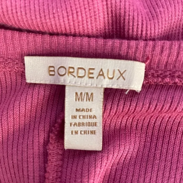 Bordeaux Ribbed V Neck Long Sleeve Lounge Dress with‎ Slit in Pink Size Medium - Image 6
