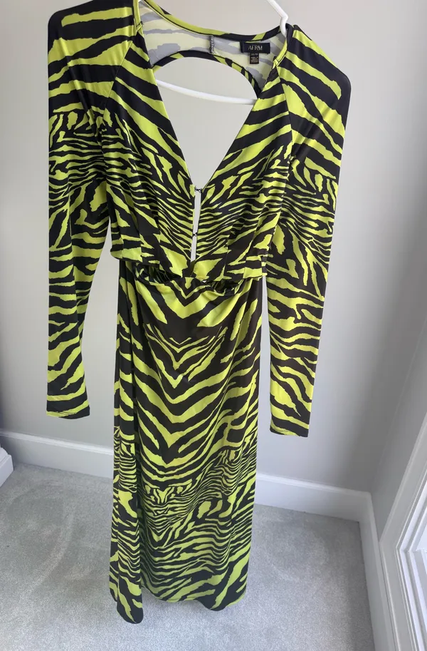AFRM Lime Green Zebra Print Maxi Dress Multiple Size XS - Image 2