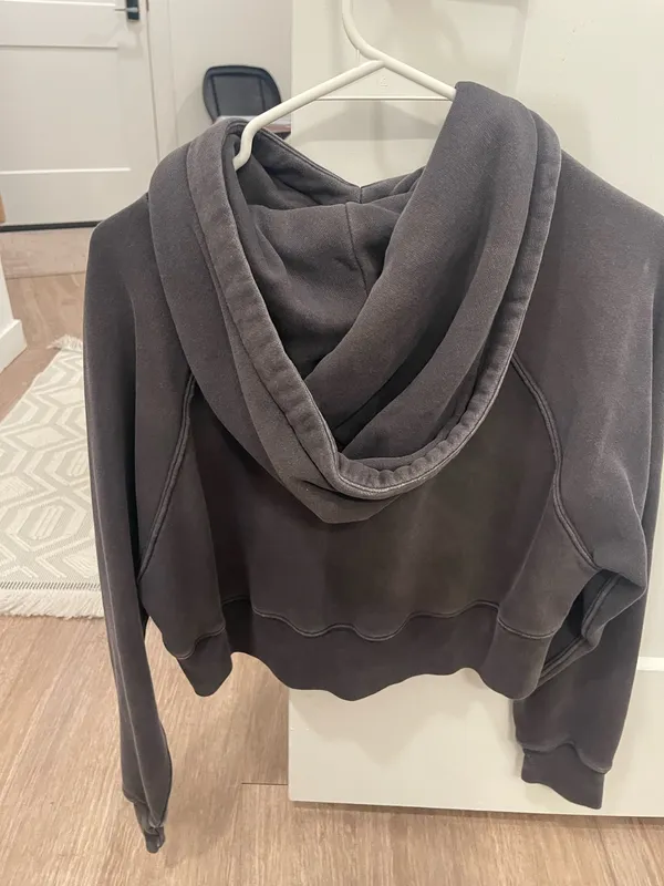 Abercrombie Cropped Hoodie Grey - Image 3
