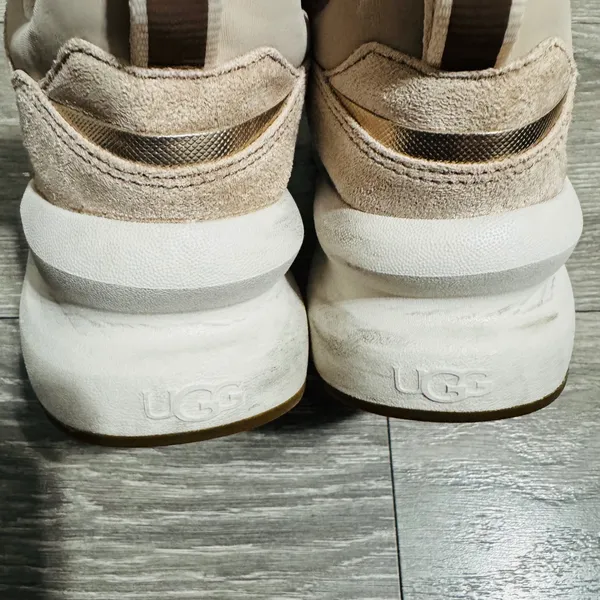 UGG LA Hills Women Beige Pink Suede Mesh Platform‎ Sneakers Size 6 Metallic - Image 7