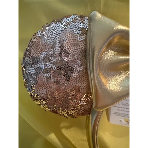 NWT Disney Parks Gold Sequin Hidden Mickey Mouse Minnie Bow Headband Ears - Image 2
