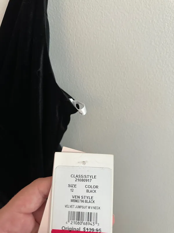 David’s Bridal V-Neck Velvet Jumpsuit with Tie Waist - Image 10