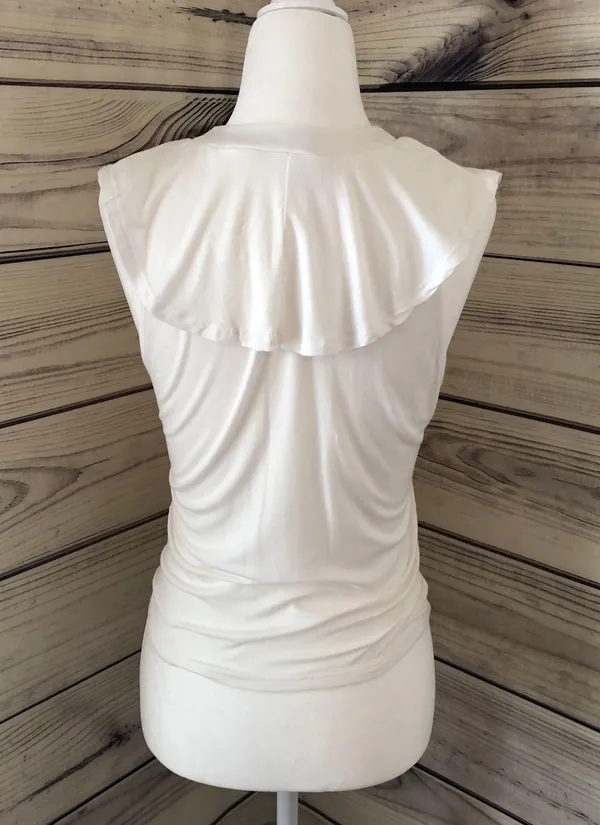 Self Esteem White Ruffle Lace Up Sleeveless Top - Image 2