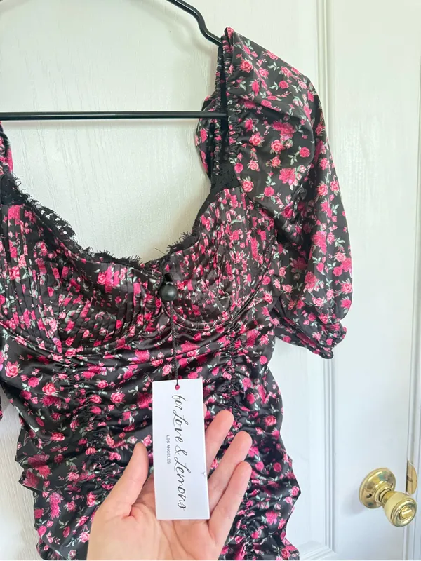 For Love & Lemons NEW Melrose Bustier Floral Ruched Mini Dress - Image 6