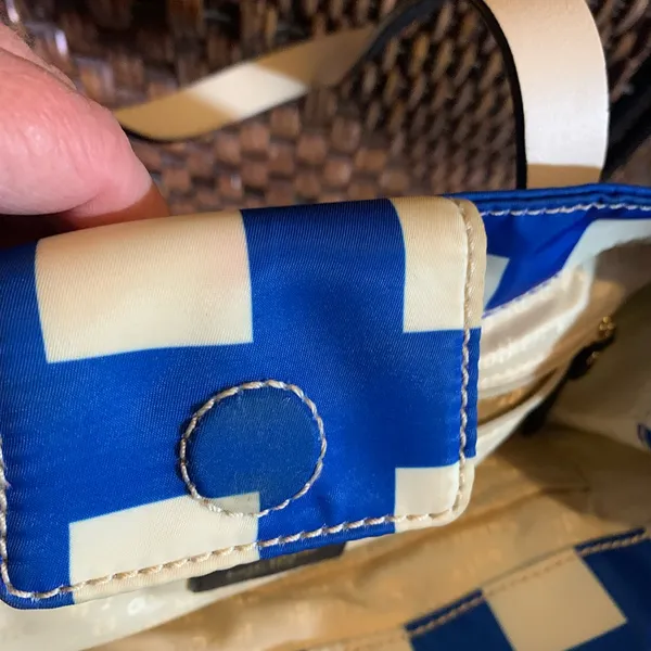Kate Spade Berry Street Elise Tote Bag in Blue & White Checkered Pattern - Image 9