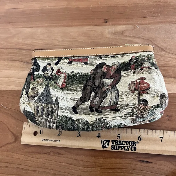 Vintage 90s‎ Tapestry Coin Purse Zip Close Renaissance Inspired Images - Image 6