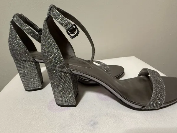 Silver Glitter Ankle-Strap Sandals for Women - Image 6