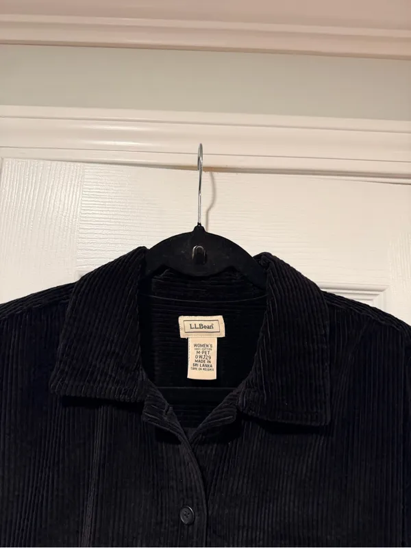 L.L.Bean Size M Petite Black Corduroy Cotton Button Front Shirt Jacket Shacket - Image 4
