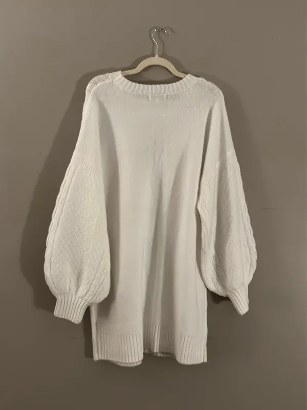 Francesca's Cozy White Cable Knit Sweater Dress - Image 4