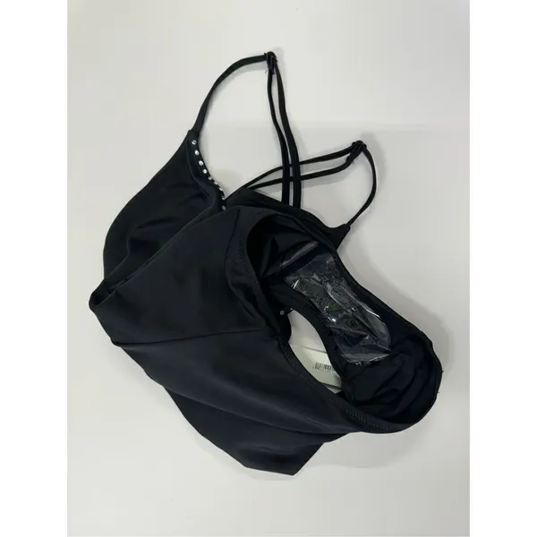 AQUA Swimwear One Piece Swimsuit Black Extra Small Rhinestone Trim‎ Detail NEW - Image 7