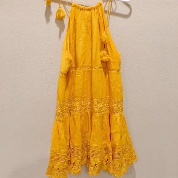 Urban Outfitters Yellow orange string slip dress - Image 3