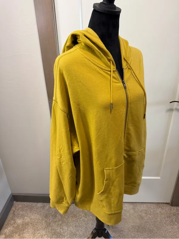 Eddie Bauer Mustard‎ Yellow Full Zip Hoodie Sweatshirt Hooded Spring Summer XLT - Image 3