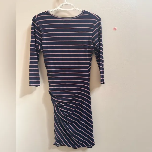 NEW Anthropologie Sundry Fabian Faux Wrap‎ Striped Shirt Dress Women’s 1/S Navy - Image 9