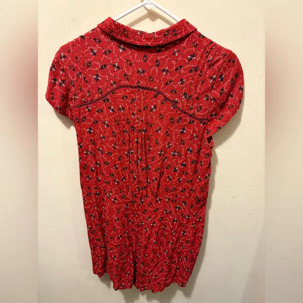 Free People Debby‎ Floral Romper Women medium Red Viscose Summer Bohemian - Image 5