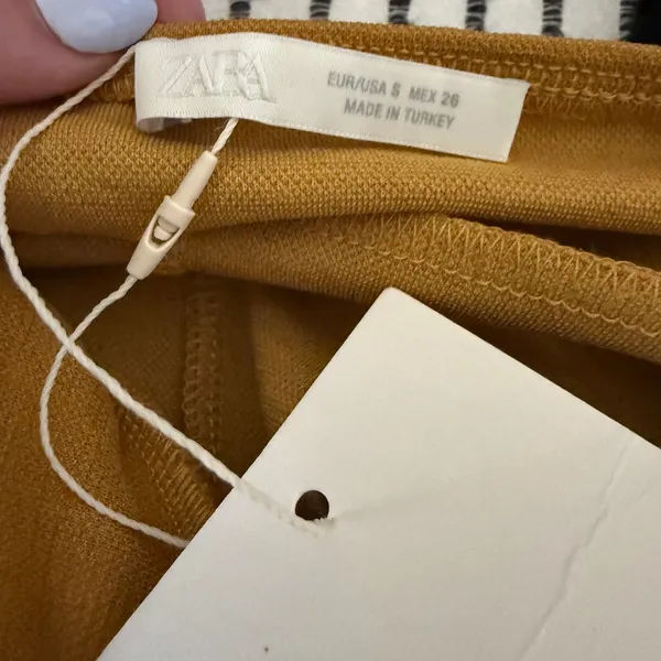 ZARA | Mustard Yellow Stretch Crepe Knit Halter Tie Waist Midi Dress Small BNWT - Image 4