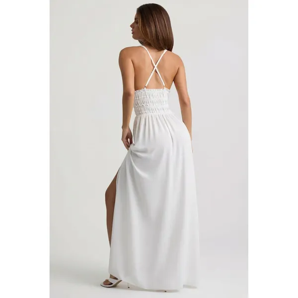 Oh Polly Pryana White Plunge‎ Cross Back Maxi Dress NWT Size US 2 - Image 5