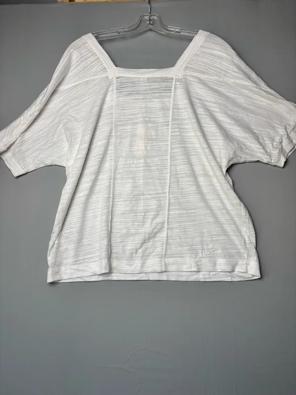 Anthropologie White Slub Knit Square Neck Top Size Large NWT - Image 8