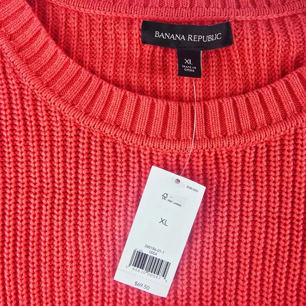 Banana Republic NWT Shaker-Stitch Cropped‎ Pullover Red Crew-neck Women's XL - Image 4