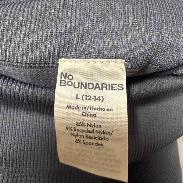 No Boundaries Gray Ribbed Seamless Set L‎ 12-14 Crop Top Biker Shorts Lounge Y2K - Image 5
