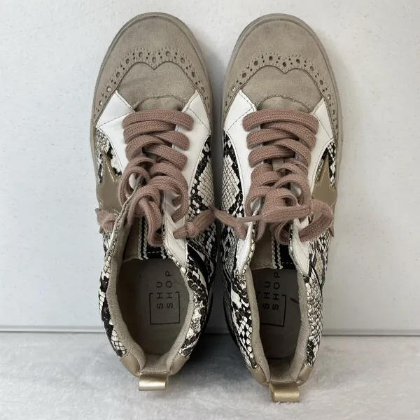 Shu Shop Women's 7 Sneaker Paulina In Natural Snake Print Distressed Suede Upper - Image 7