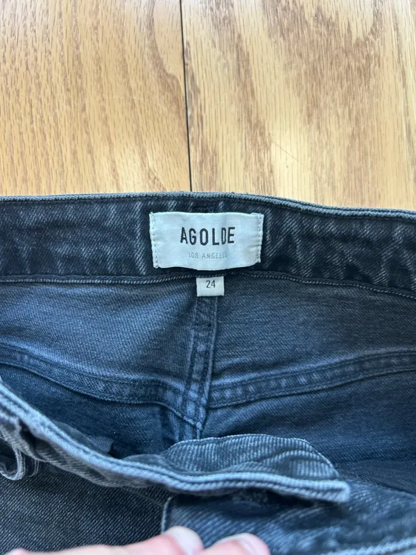 AGOLDE Vintage‎ High Rise Bootcut Jeans Technique Faded Black Gray Size 24 - Image 4