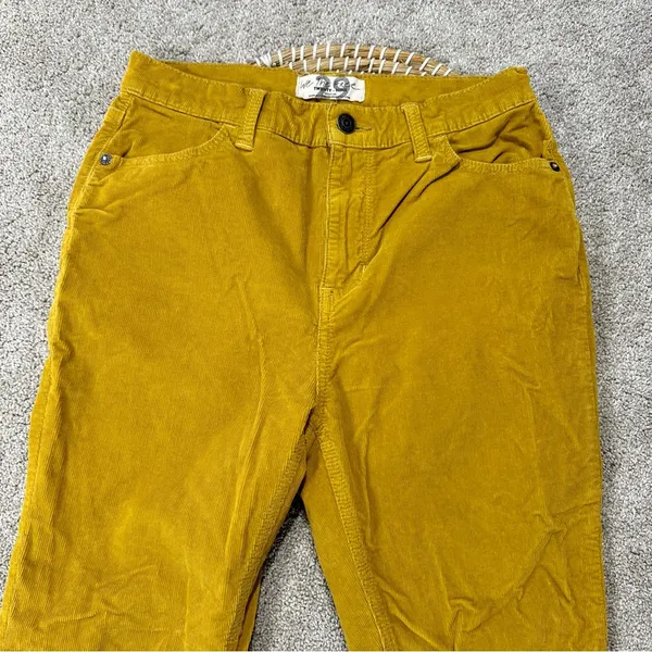 We The Free High Rise Skinny Corduroy Frayed Raw Hem Pants in Mustard Yellow 29 - Image 4