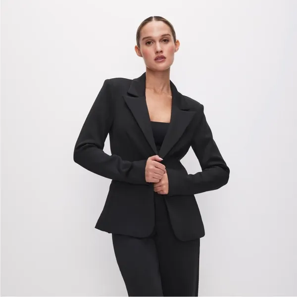 Good American Classic Sculpted Blazer Black Single Button Womens Size 4 / XL‎ - Image 2