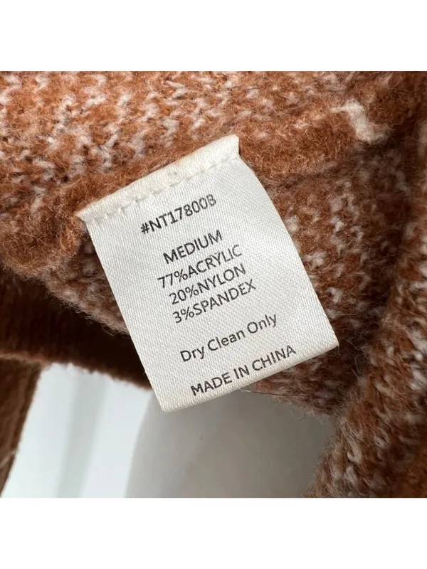 Lumière Windowpane Cowl Neck Sweater Brown Size Medium - Image 9