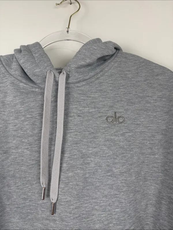 Alo Yoga Heather Grey Accolade Oversized Hoodie Sweatshirt Size XS - Image 4