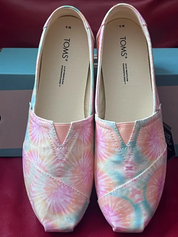 Toms Slip-On Women’s Alpargata Flats Candy Pink Tie Dye Canvas Size 9 - Image 2
