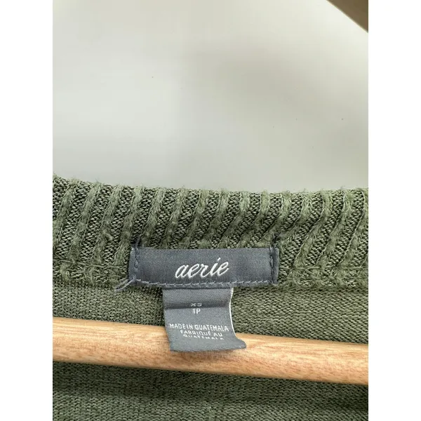 Aerie Green Long Sleeve Round Neck‎ Viscose Blend Pullover Women's Size X-Small - Image 5