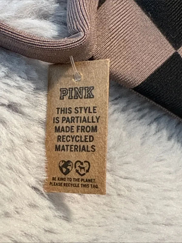 PINK NWOT Checkerboard Bralette in Dark Beige and Black Size M - Image 2